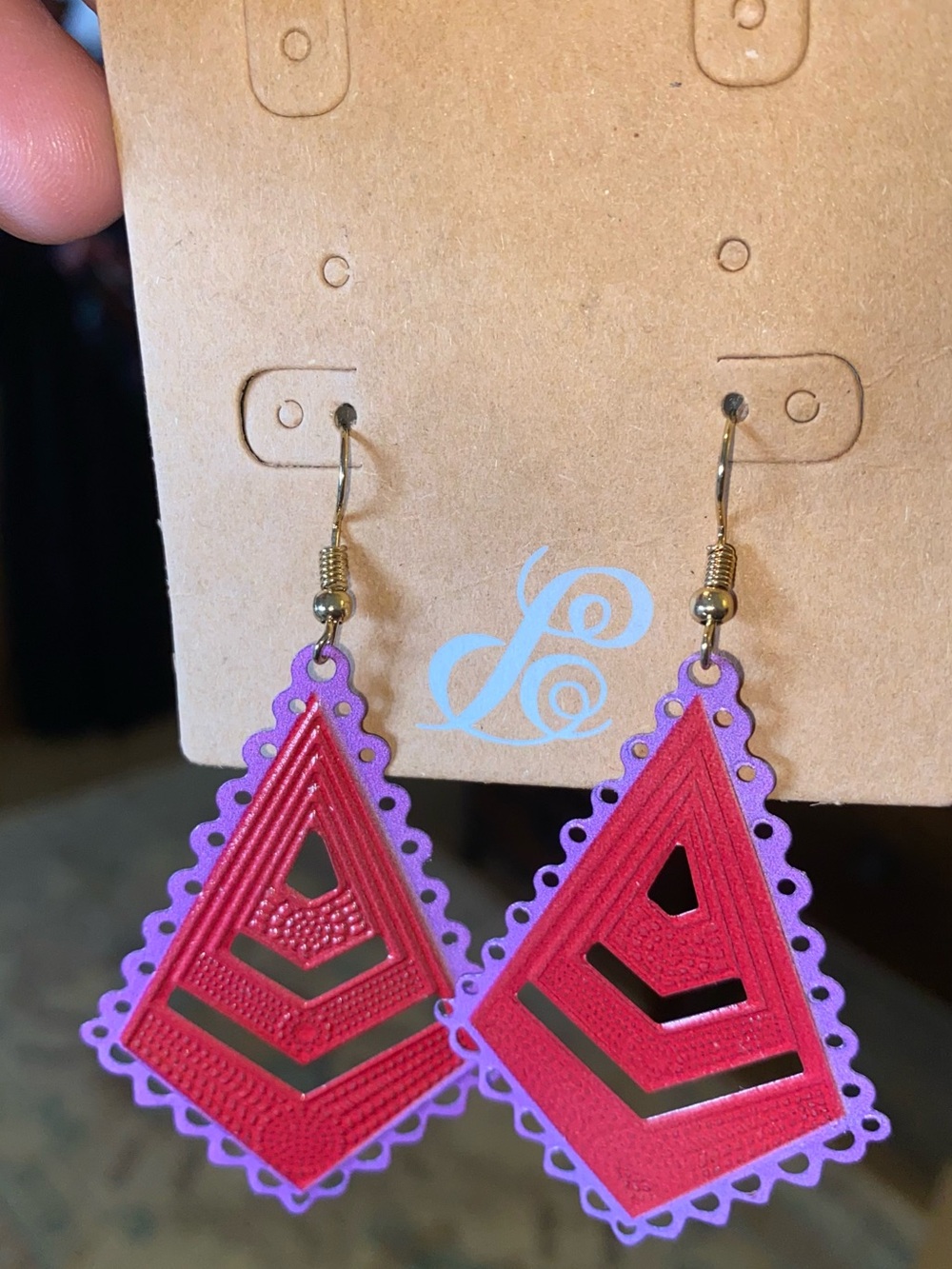 Plunder Purple and Red Geometric Drop Earrings